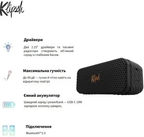 Фото: Портативна колонка Klipsch Nashville Bluetooth Black (1071975) № 7 | KTC