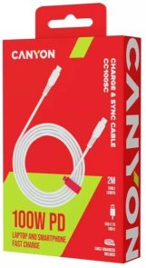 Кабель Canyon CC100SC 100W Type-C / Type-C 2m White (CNS-CC100SC20W)