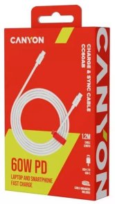 Кабель Canyon CC60AB 60W Type-C / Type-C 1.2m White (CND-CC60AB12W)