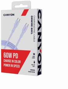 Кабель Canyon OnWire 60CL 60W Type-C / Type-C 1m Purple (CND-CCAP60AB10PU)