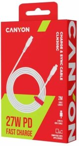 Кабель Canyon CLN30SC 27W Type-C / Lightning 2m White (CNS-CLN30SC20W)