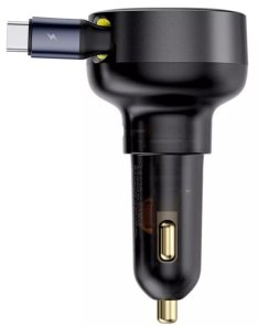 Автозарядка Baseus Enjoyment Pro Car Charger Type-C + Retractable Type-C Cable 60W black