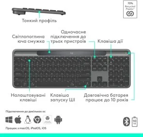 Фото: Клавіатура Logitech Signature Slim Solar Plus K980 Graphite (920-013764) № 7 | KTC