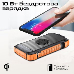 Батарея універсальна 20000mAh з вбудованою сонячною батареєю Promate solartank-20pdqi.black