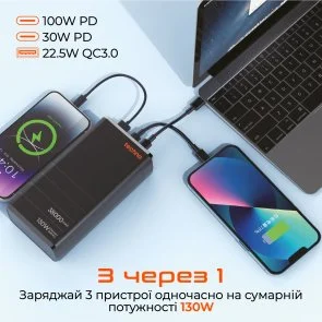 Фото: Батарея універсальна Techno PDC130 38000mAh Black (6959144011523) № 6 | KTC