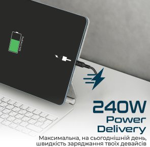 Кабель зєднувальний USB-C - USB-C Promate powerbolt240-2m.black