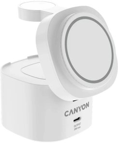 Бездротовий зарядний пристрій Canyon OnCharge 405 4in1 15W, White + Adapter
