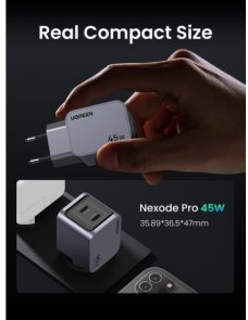 Зарядний пристрій UGREEN X707 45W PD GaN Tech Charger Space Gray (X707/35008)