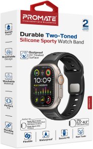 Ремінець Promate for Apple Watch 42/44/45/49 - Siliband-dc Black (6959144067377)