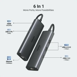 Фото: USB-хаб UGREEN 6in1 CM512 Grey (45000) № 3 | KTC