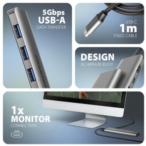  USB-хаб Axagon HMC-5H Grey