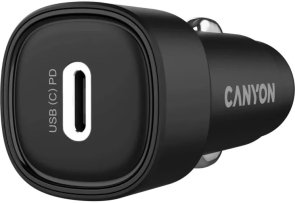 Автозарядка Canyon OnDrive 30, 1xType-C, PD, 30W, Black
