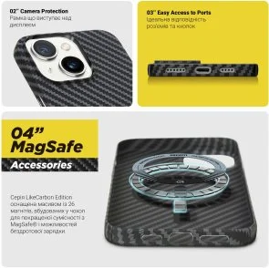Фото: Чохол ArmorStandart for Apple iPhone 14 - LikeCarbon MagCase Black (ARM66363) № 3 | KTC