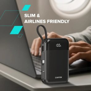 Батарея універсальна Canyon OnPower 104 10000mAh 22.5W Built-In USB-C (CNS-CPB104B)