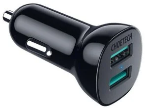 Фото: Автомобільний зарядний пристрій Choetech C0051-V5 36W Black № 2 | KTC