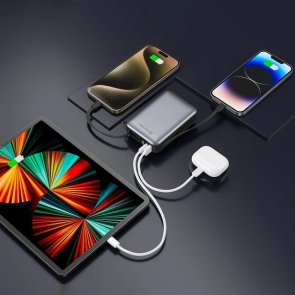 Батарея універсальна SWISSTEN Space 20000mAh, 2xUSB, 2xType-C, 22.5W, Silver