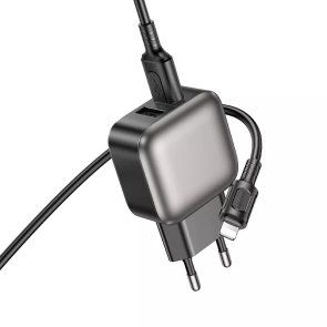 Зарядний пристрій BOROFONE BAS51A Absolute 2.4A Black with AM / Lightning (6941991116117)