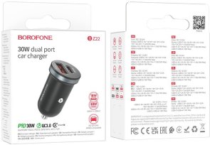 Автомобільний зарядний пристрій BOROFONE BZ22 Scenery QC3.0 PD 30W Black (6941991105180)
