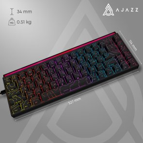 Клавіатура, Ajazz NK68 Red Switch Side Contour ENG/UKR USB, Black ( Gaming )