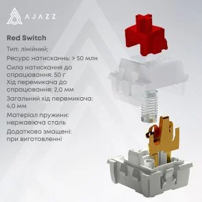 Фото: Клавіатура Ajazz NK68 Red Switch Side Contour White (NK68-R-S-W) № 8 | KTC