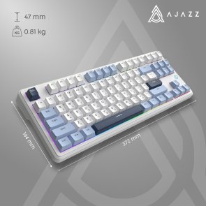 Клавіатура Ajazz AK870 V2 Flying Fish Switch ENG/UKR USB Blue/White/Blue (AK870-V2-FF-BWB)