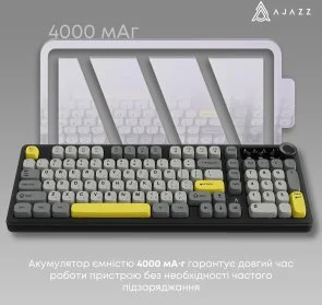 Фото: Клавіатура Ajazz AF98 Plus USB/WL/BT Black/Gray/Yellow (AF98-PLUS-BGY) № 10 | KTC
