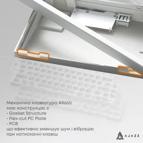 Фото: Клавіатура Ajazz AK650 Moon Yellow Switches ENG/UKR USB Gray/White/Yellow (AK650-MY-GWY) № 11 | KTC