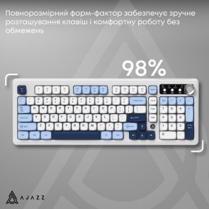 Клавіатура, Ajazz AF98 Plus ENG/UKR USB/WL/BT, Glacier Blue ( Gaming )