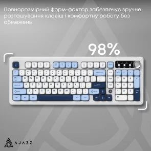 Фото: Клавіатура Ajazz AF98 Plus USB/WL/BT Glacier Blue (AF98-PLUS-GB) № 9 | KTC