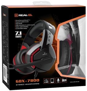 Гарнітура накладна ReaL-EL GDX-7800, Black/Red ( Gaming )