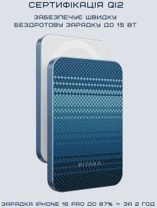 Фото: Батарея універсальна Pitaka Aramid Fiber Magnetic Qi2 5000mAh 15W Moonrise (PBQ2403) № 7 | KTC