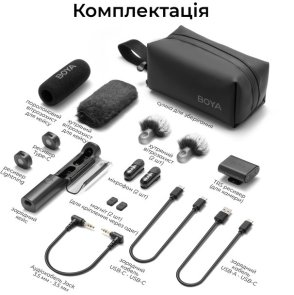 Бездротовий петличний мікрофон Boya Magic-02 Type-C/Lightning Black