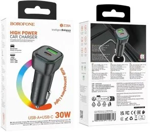 Фото: Автомобільний зарядний пристрій BOROFONE BZ28A Trophie 30W Black (6941991110818) № 7 | KTC