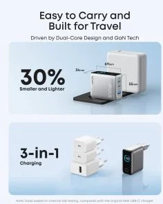 Фото: Зарядний пристрій Anker GaN Charger 100W GaN 100W Silver with Type-C/Type-C (B121BG41) № 4 | KTC