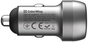 Автомобільний зарядний пристрій ColorWay 70W PD QC3.0 Gray (CW-CHA066PD-GR)