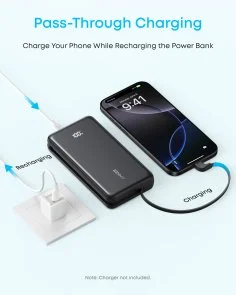 Фото: Батарея універсальна Anker 20000mAh 22.5W Built-In USB-C Cable Black (A110EH11) № 2 | KTC