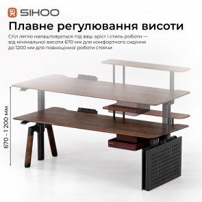 Стіл комп’ютерний SIHOO D07B Walnut/Black (D07B-101/D07J-101-AB)