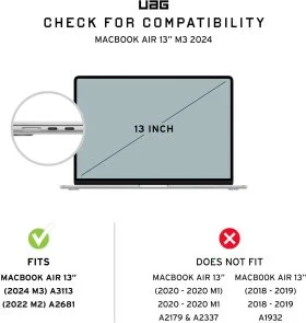 Фото: Чохол UAG for Macbook Air 13.6 M2/M3/M4/M5 - Plyo Ice/Black (134007114340) № 12 | KTC