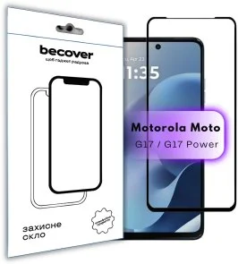 Фото: Захисне скло BeCover for Motorola Moto G17 / G17 Power Black (715137) № 2 | KTC