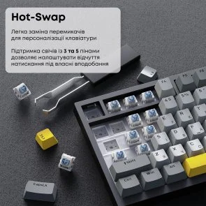 Фото: Клавіатура Ajazz AK820 Sea Salt Switch ENG/UKR USB Black (AK820-SS-BGY) № 11 | KTC