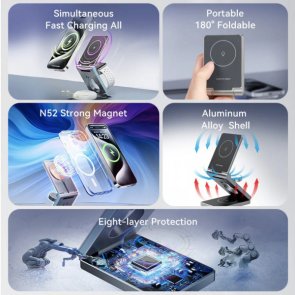 Бездротова зарядна станція Vention FGFH0 3in1 15W Gray