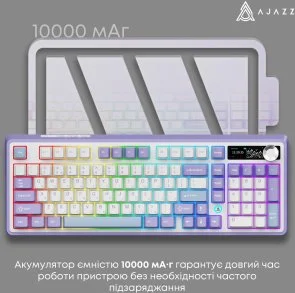 Фото: Клавіатура Ajazz AK980 V2 Maillard Switch WL/BT/USB White (AK980-V2-M-PWB) № 11 | KTC