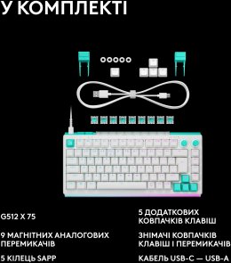 Клавіатура Logitech G512 X 75 Tactile ENG/UKR USB White (920-013955)