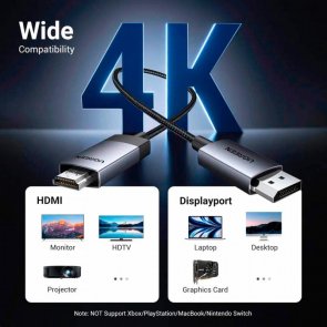 Кабель DP to HDMI 1m UGREEN DP119 v2.0 Black