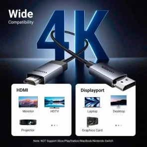 Фото: Кабель UGREEN DP119 v2.0 DP / HDMI 1m Black (15773) № 4 | KTC
