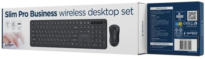 Фото: Комплект клавіатура+миша Gembird Slim Pro Business Wireless Black (KBS-WPS-01-CYRL) № 4 | KTC