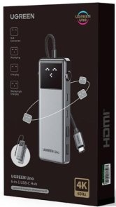 Хаб USB Type-C 2xUSB/2xUSB-C/HDMI/PD Ugreen CM888, Gray