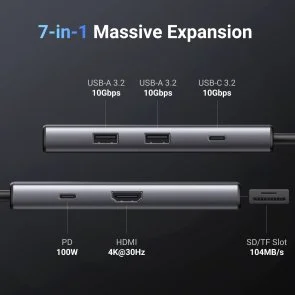 Фото: USB-хаб UGREEN CM498 7in1 Grey (15531) № 3 | KTC