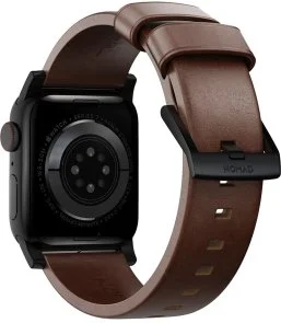 Фото: Ремінець Nomad for Apple Watch 41/42mm - Modern Leather Black Hardware Rustic Brown Horween (NM1A3RBM00) № 2 | KTC