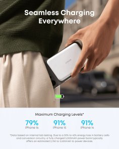Батарея універсальна Anker Nano 5000mAh, 1xType-C, 20W, Qi2 15W, White